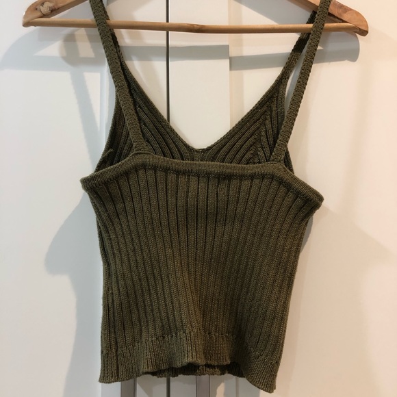 Olive green knit tank top - Picture 2 of 2